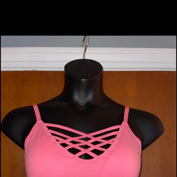 Zenana Pink Criss cross Bralette - Picture 1 of 2